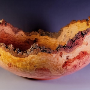 Large cherry burl bowl with natural edge