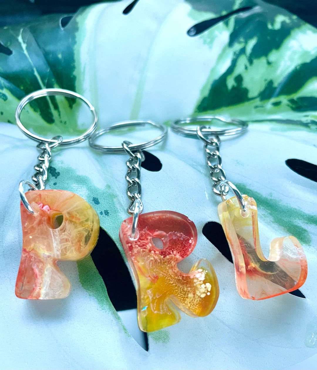 Alcohol Ink Letter Keychains - Etsy