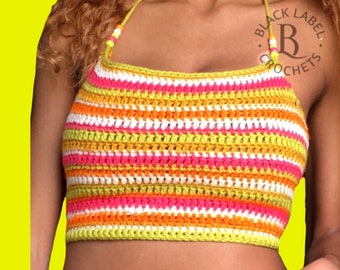 Melon Stripes #Crochet Crop Top