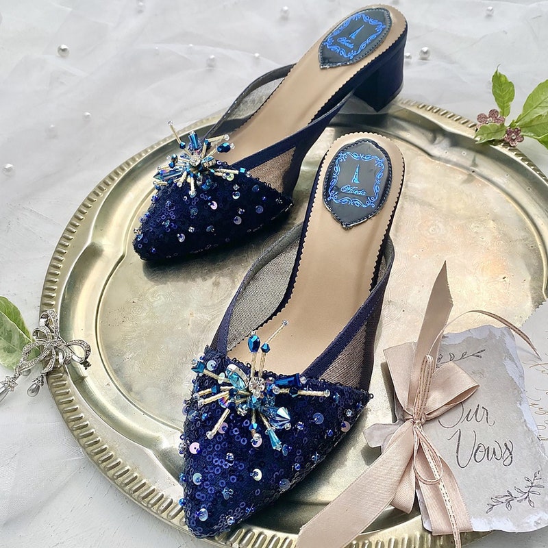navy glitter shoes for wedding