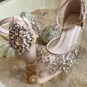 Beige Classic Crystal Wedding Heels Bridal Rhinestone Heels Champagne Pointy Toe Shoes Bling Glamour Classy Shoes Simple Custom Heels Etsy UK