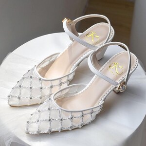 white square lace wedding shoe, bridal fashion beaded heels, custom heel party shoe, bridesmaid shoe, kitten heels shoe, classy elegant heel