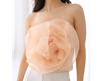 Mesh Lace Rose Tube Top