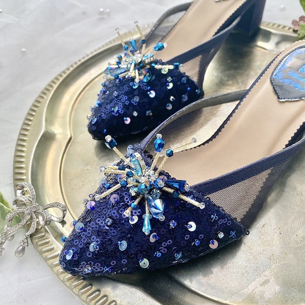 navy glitter shoes for wedding