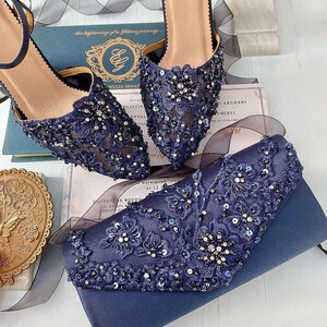 Navy Blue Shoe and Matching Bag Etsy