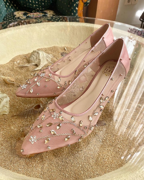 Wedding Shoes Pointy High Heels Thin With Cinderella Glass Shoes Bride  Shoes Rhinestone Single Shoe Female Crystal Pumps