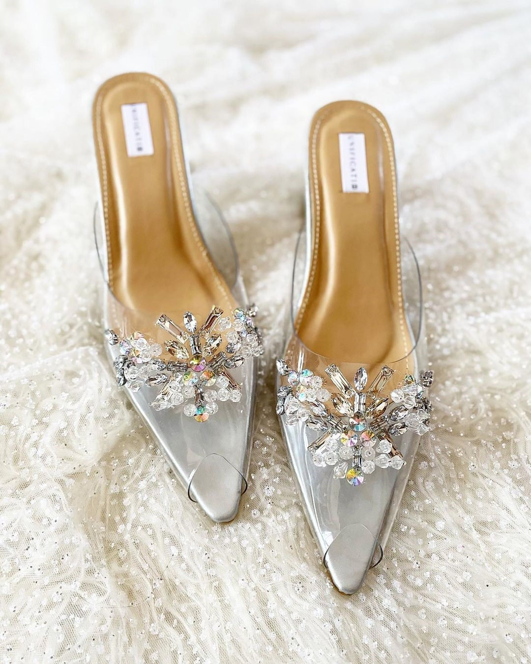 Silver Clear Transparent Wedding Heels, Cinderella Glass Shoes ...