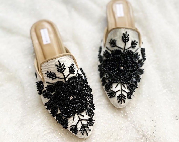 beaded mules flats