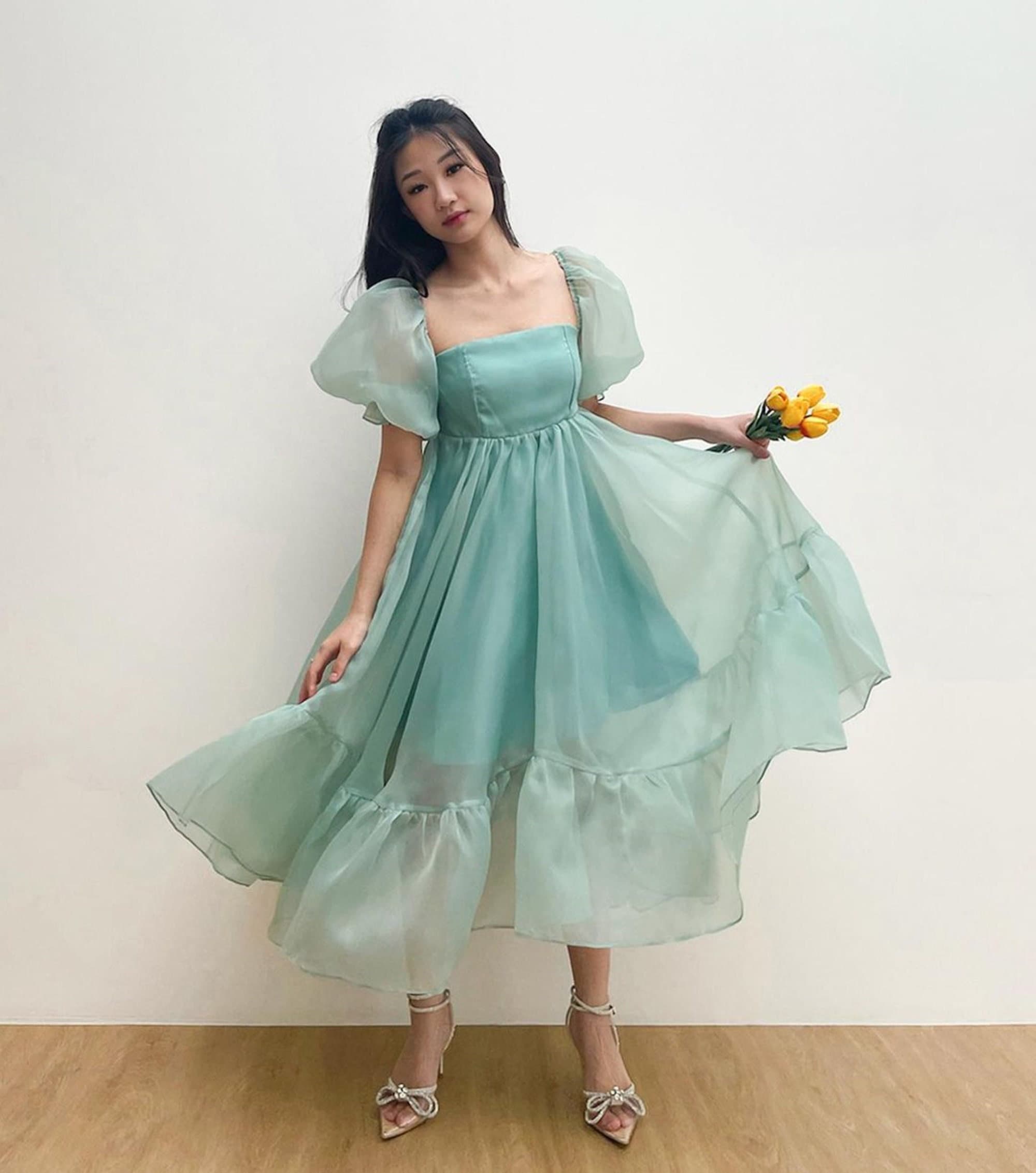 Mint floral chiffon maternity dress cheap