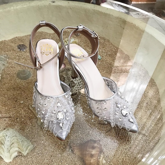 Silver grey wedding shoes and bag sale