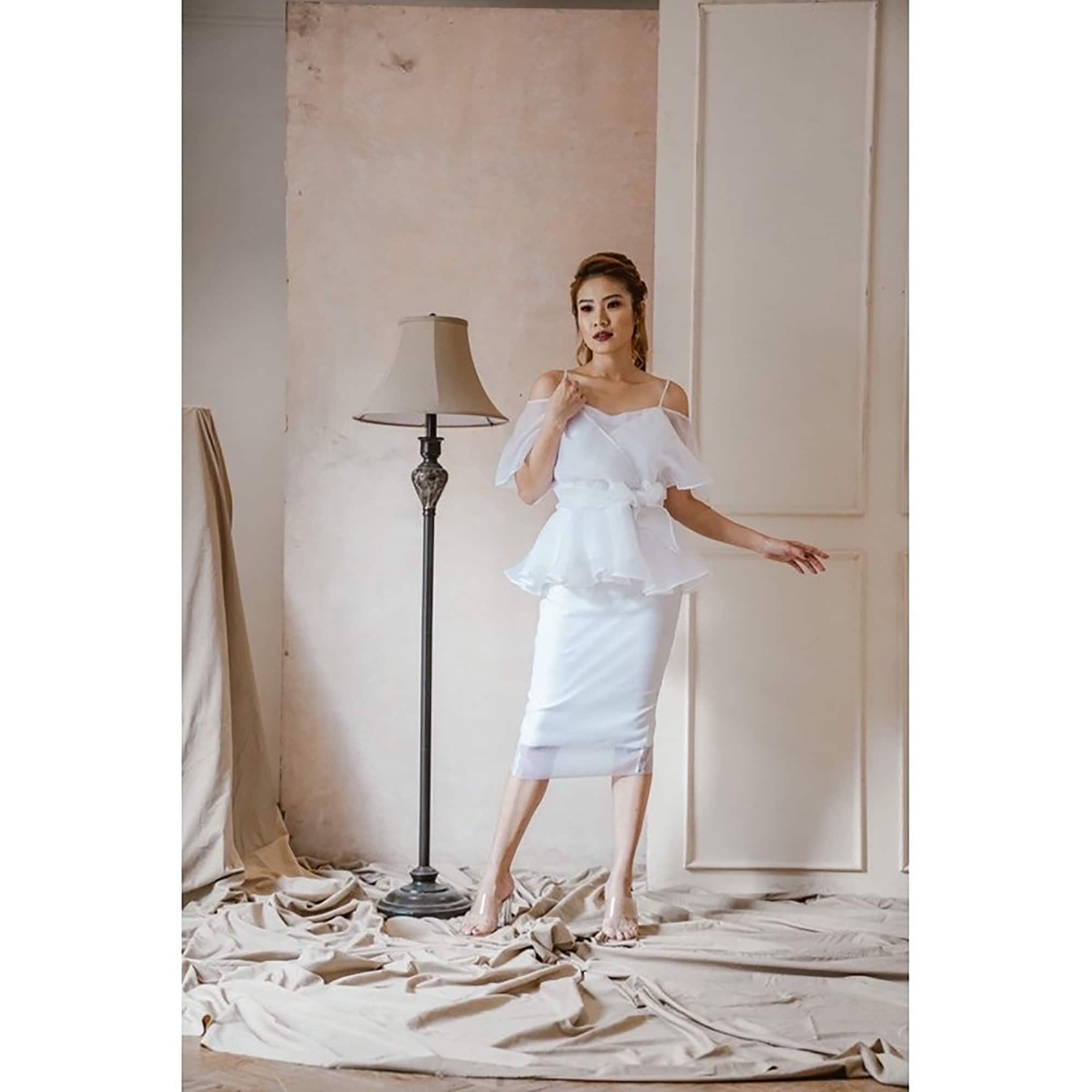 White Organza off Shoulder Top, Princess Elegant Party