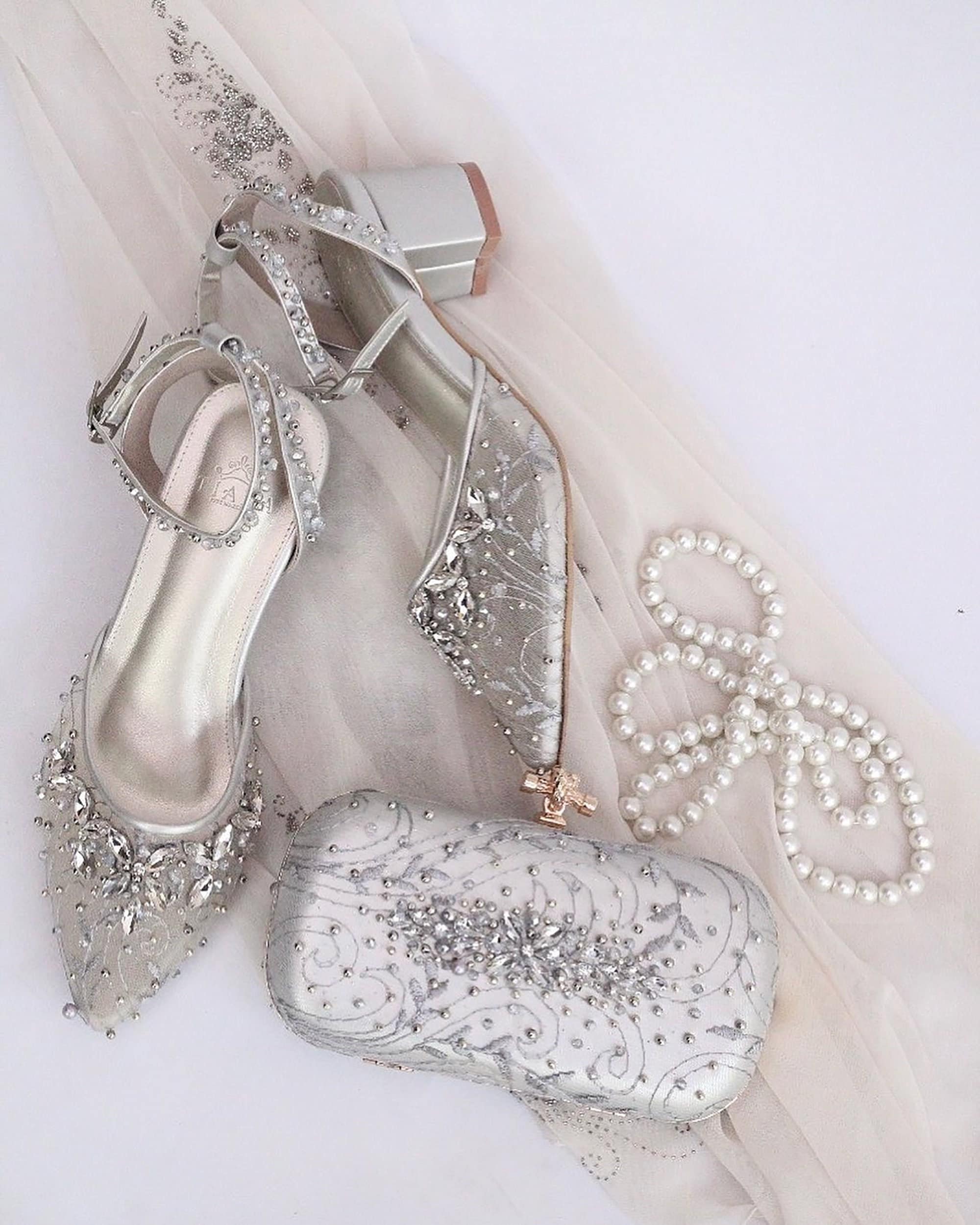 Silver and pearl shoes sale