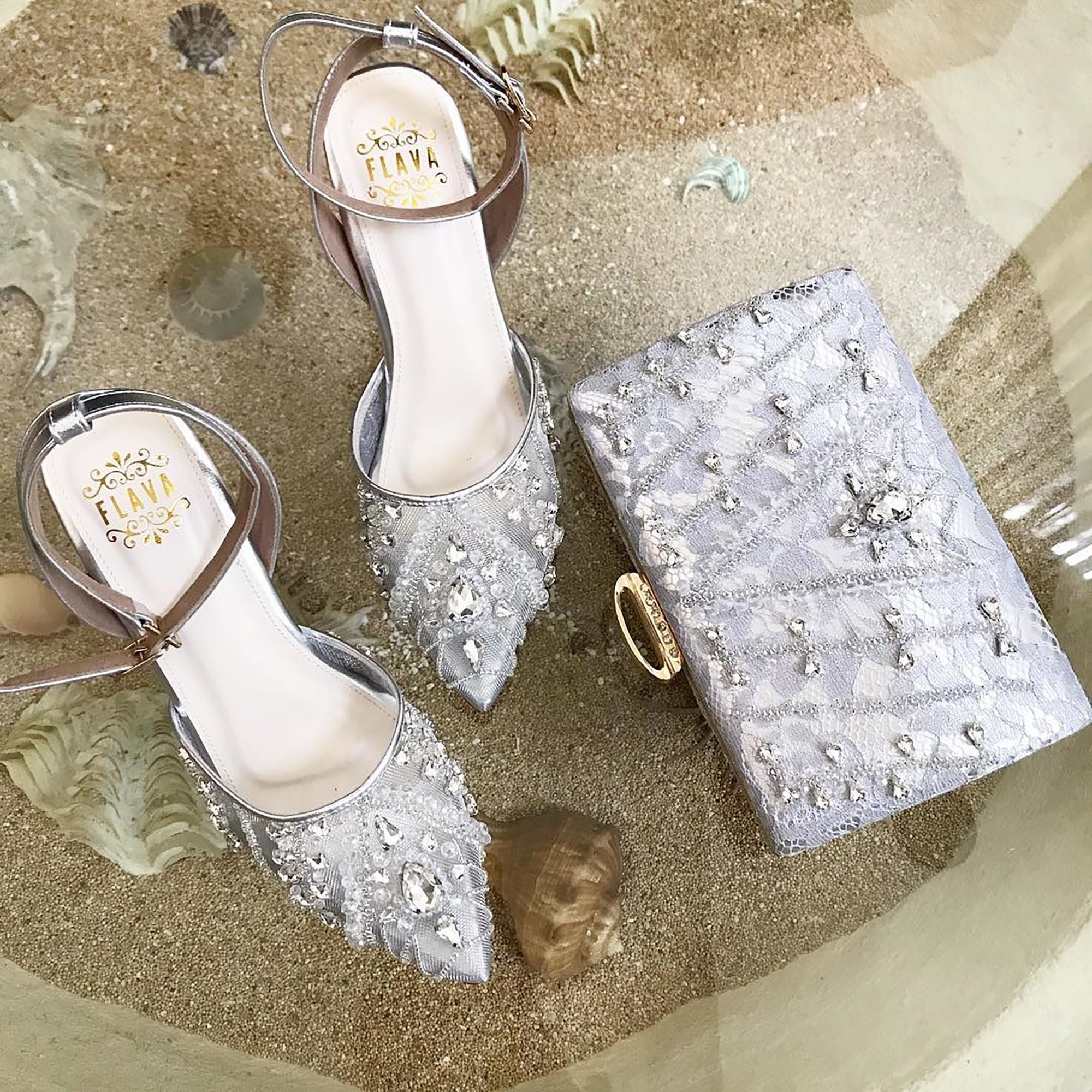 Silver bag and shoes for wedding hotsell