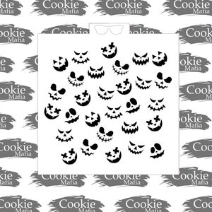 Multi Pumpkin Faces Stencil