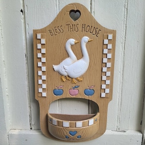 1988 Burwood Industries Bless this House Planter for Artificial Flowers - Ducks, Hearts and Apples