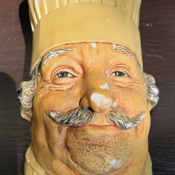 Vintage 1969 Chalkware Bust - Chef by Bossons, England - Baker - Cook