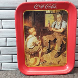 Vintage 1987 Coca Cola Tray - Village Blacksmith