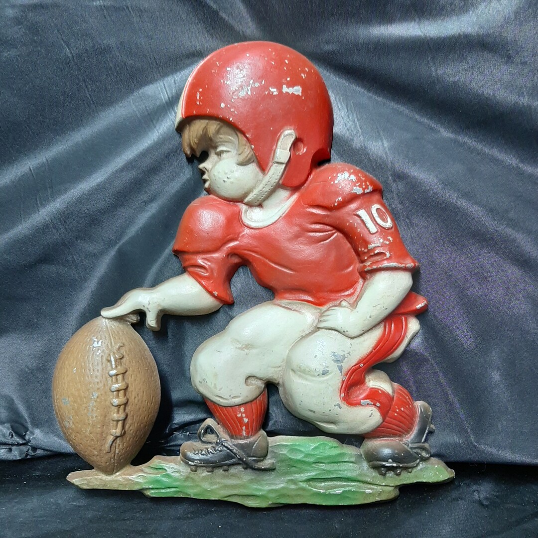 1970 Sexton Metal Wall Hanging Football Player 10 Plaque Original Paint