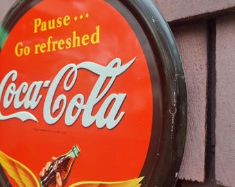 Vintage 1999 Coca-cola Metal Sign: Pause Go Refreshed, 12