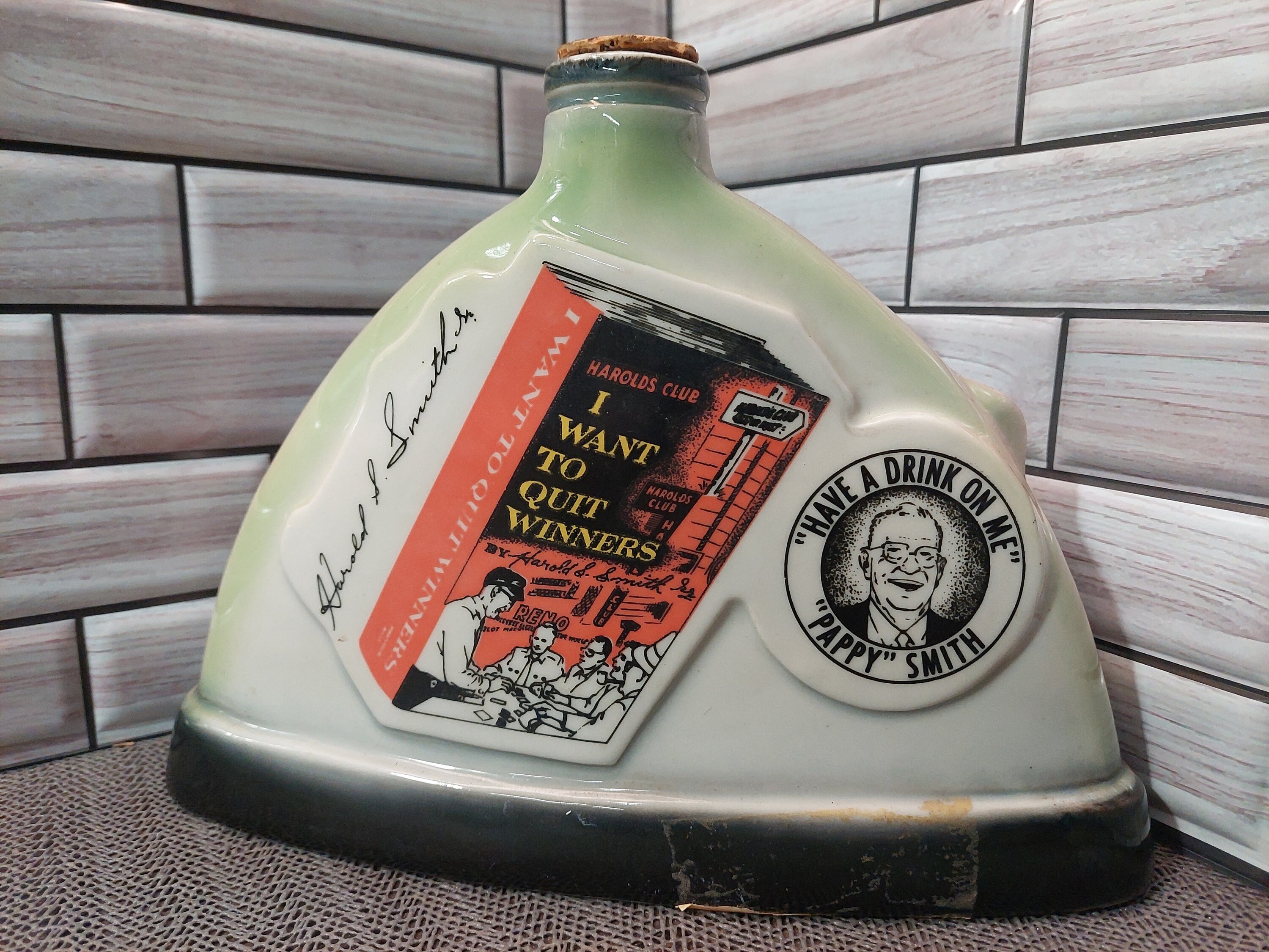 Vintage 1969 Jim Beam Bottle Harolds Club Kentucky Bourbon Whiskey 