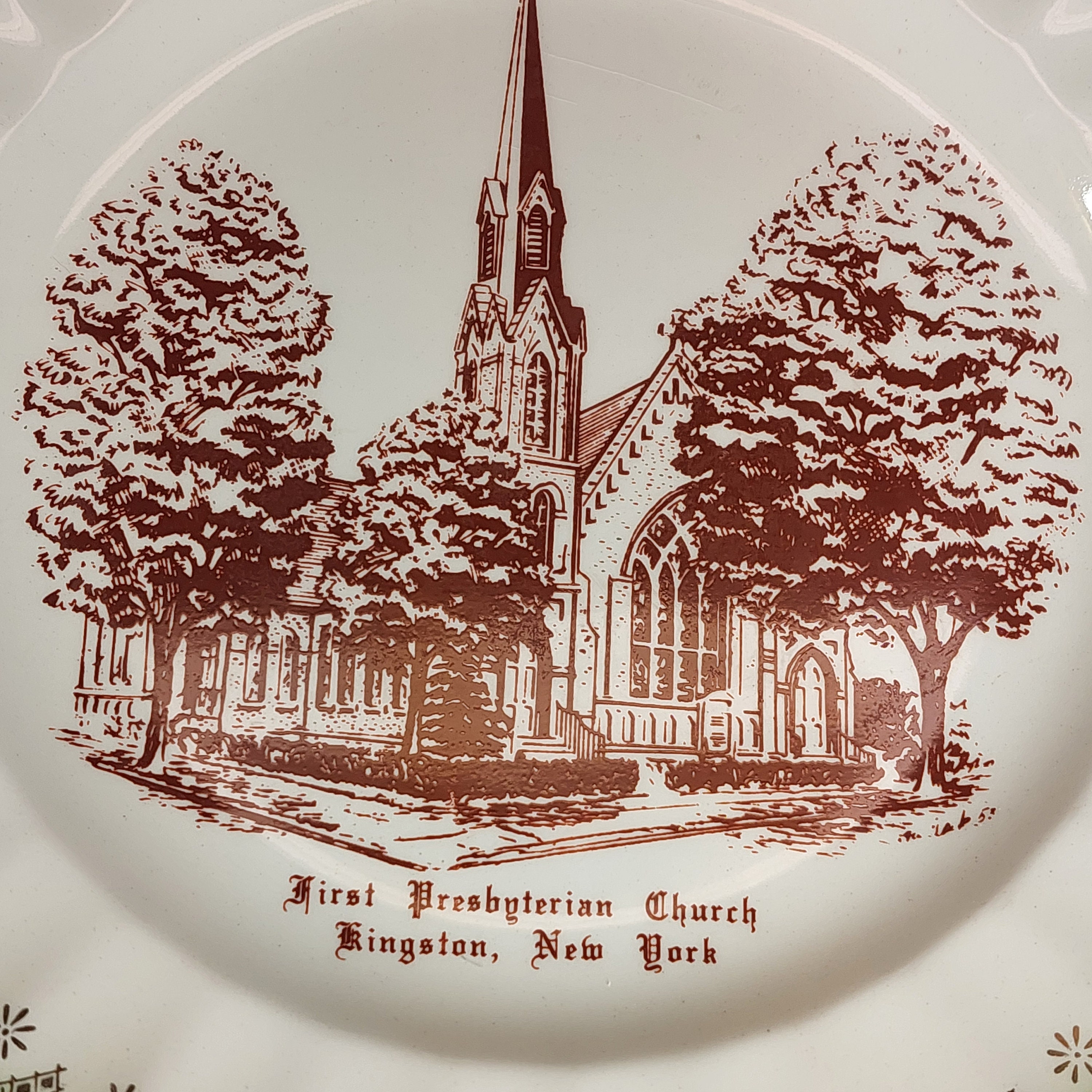   1928年 イヤープレート 教会に向かう牧師 Vintage Mid-century Church Collector Plate: First Presbyterian