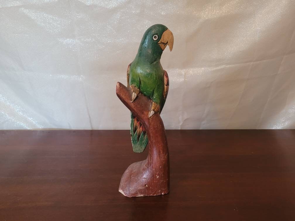 Balsa Wood Parrot Hand Painted and Carved Folk Art From Aruba Etsy