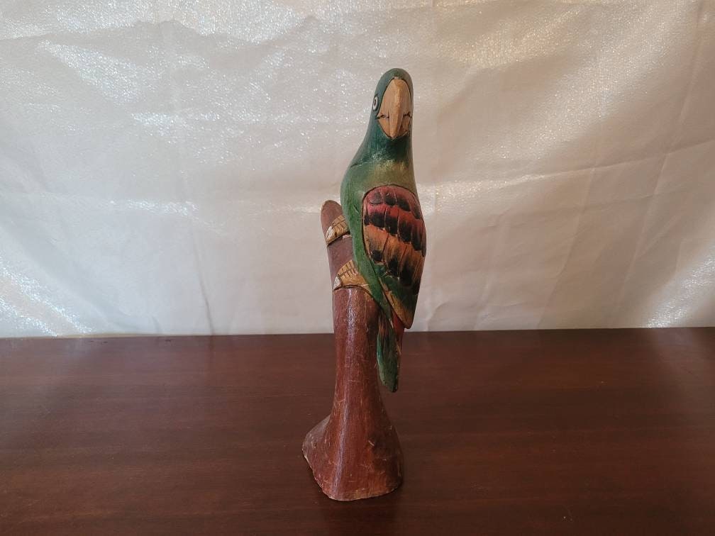 Balsa Wood Parrot Hand Painted and Carved Folk Art From Aruba Etsy