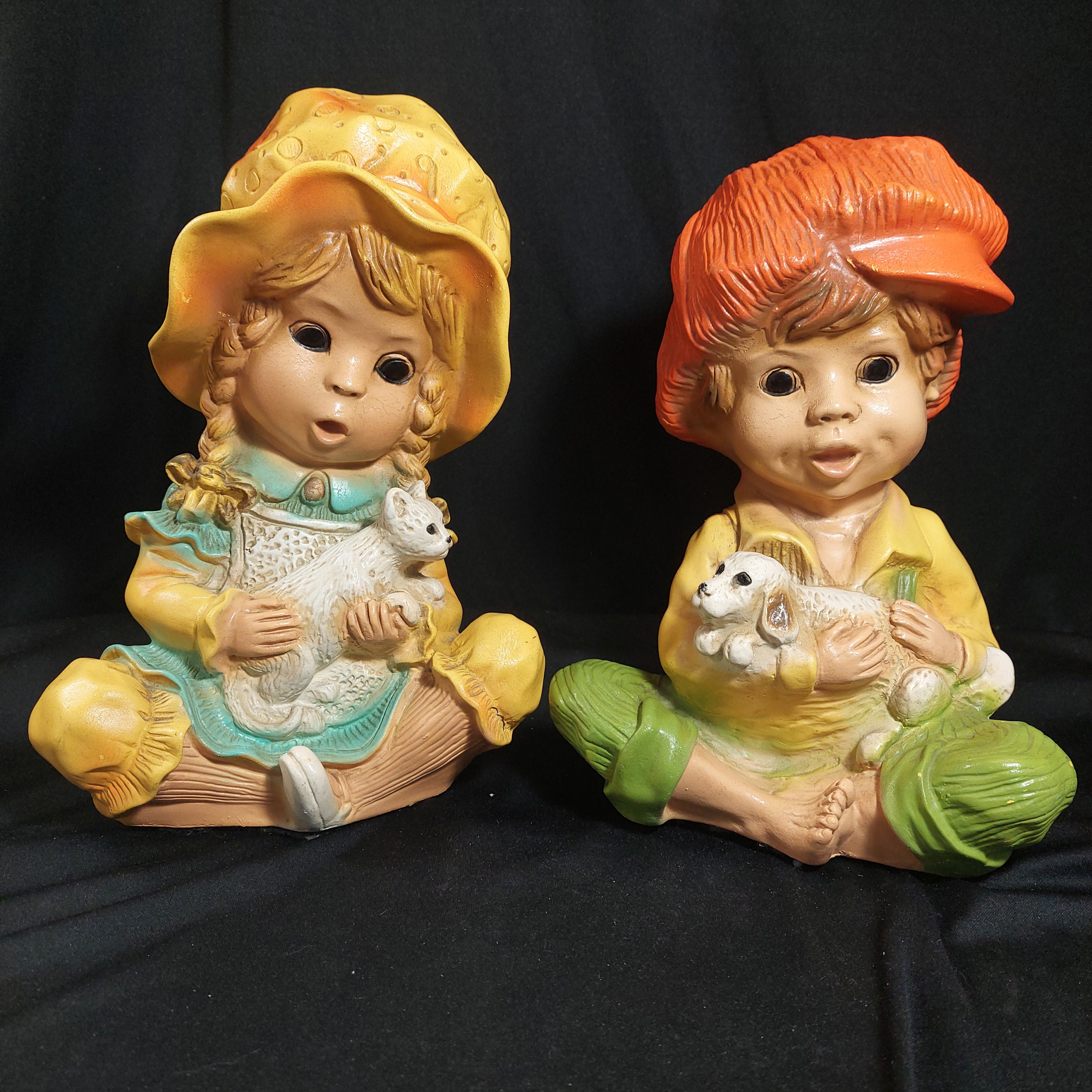 イタリア ビンテージ人形 Vintage 1974 Universal Statuary Figurines: Alice and Andy With Cat