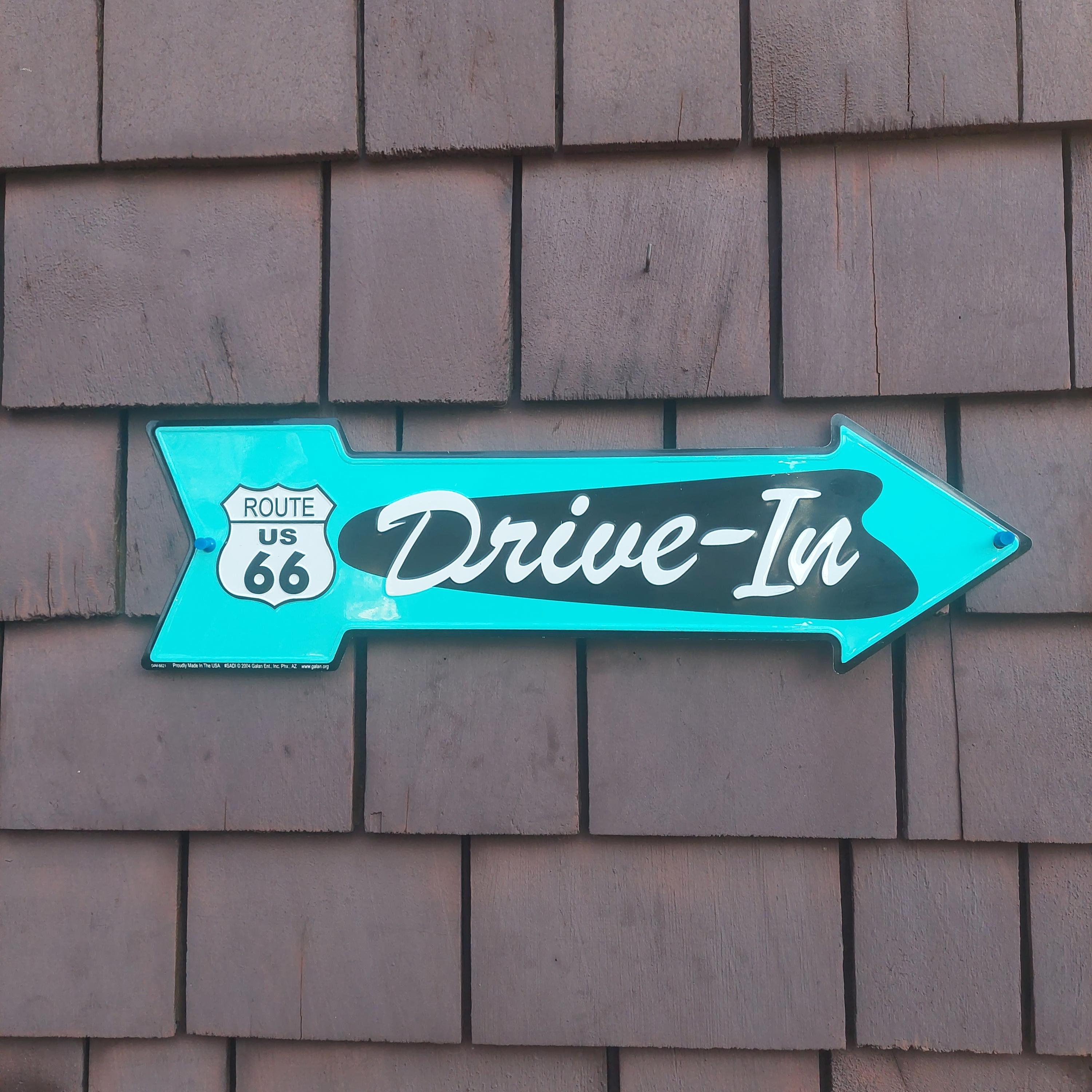Route 66 Drive In Arrow US Made Metal Sign Diner Garage Man Cave Bar Wall Decor Route 66 Drive In Arrow US Made Metal Sign Diner Garage Man Cave Bar Wall Decor