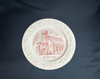 Vintage Mid-Century Church Collector Plate by World Wide Art Studios - Trinity Episcopal Church, Upper Marlboro, MD