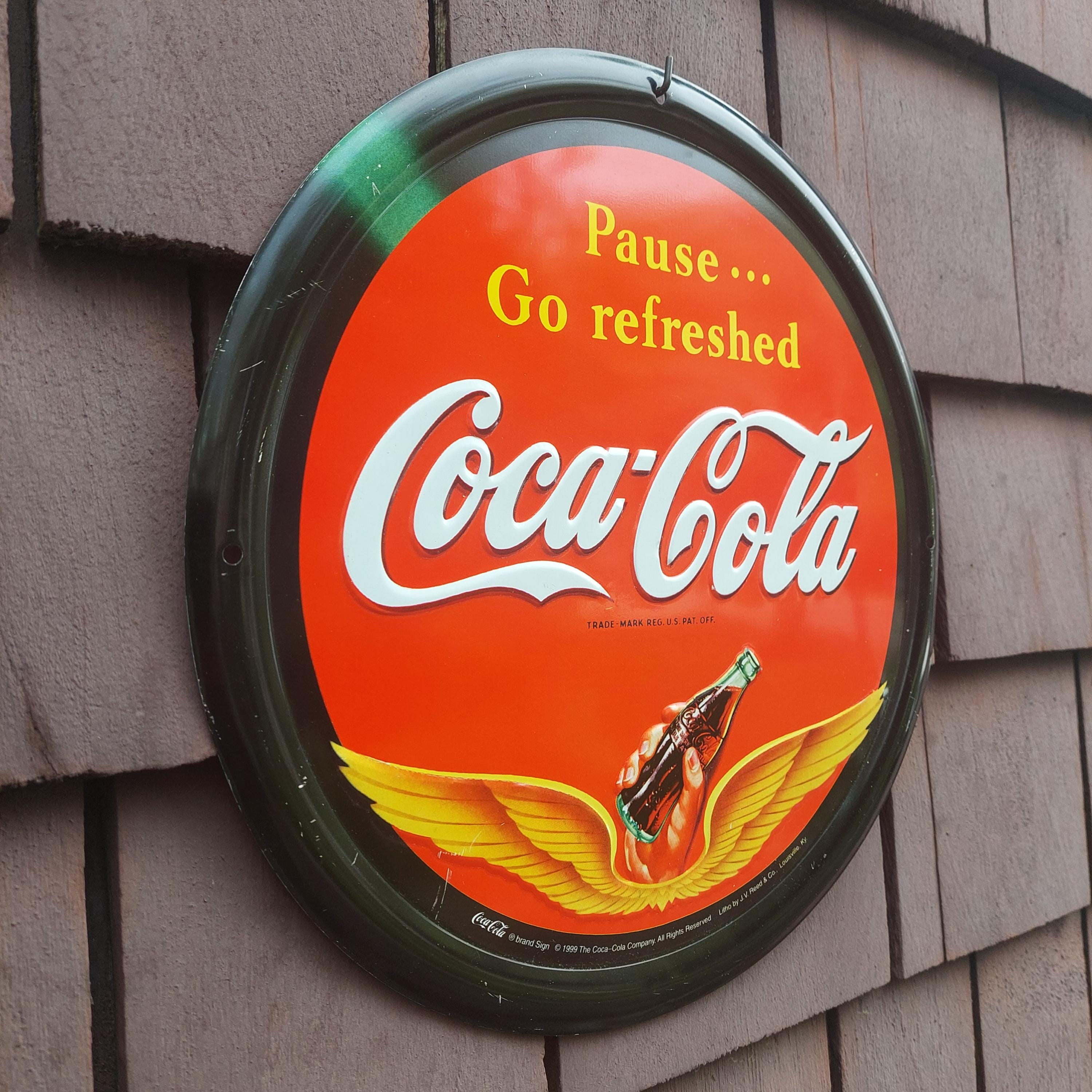 Vintage 1999 Coca-cola Metal Sign: Pause Go Refreshed, 12