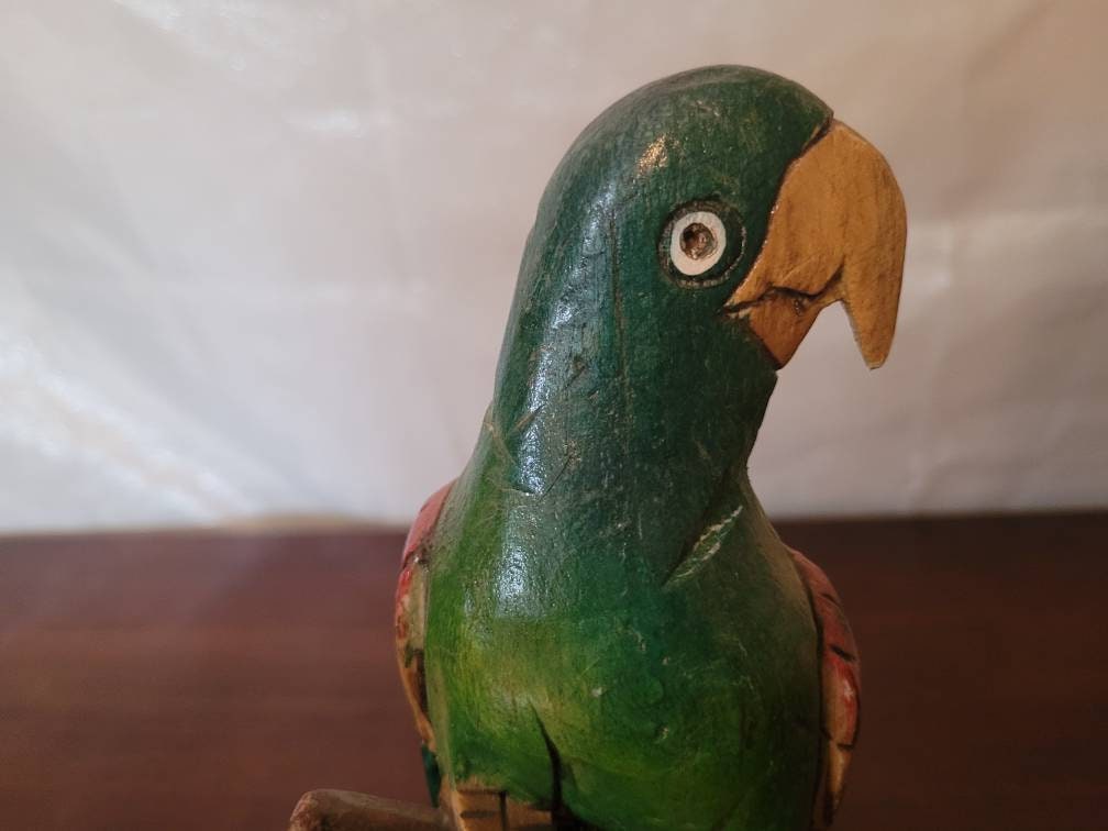 Balsa Wood Parrot Hand Painted and Carved Folk Art From Aruba Etsy