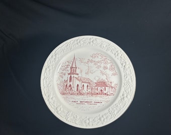 Vintage 1960's Church Collector Plate by World Wide Art Studios - First Methodist Church, Savannah, TN