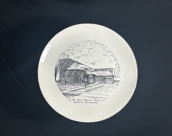Vintage Mid-Century Church Collector Plate by World Wide Art Studios - St. James Episcopal Church, Langhorne, PA