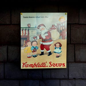 Vintage 1993 Campbell&#39;s Soup &quot;Santa Knows What Kids Like&quot; Metal Wall Sign