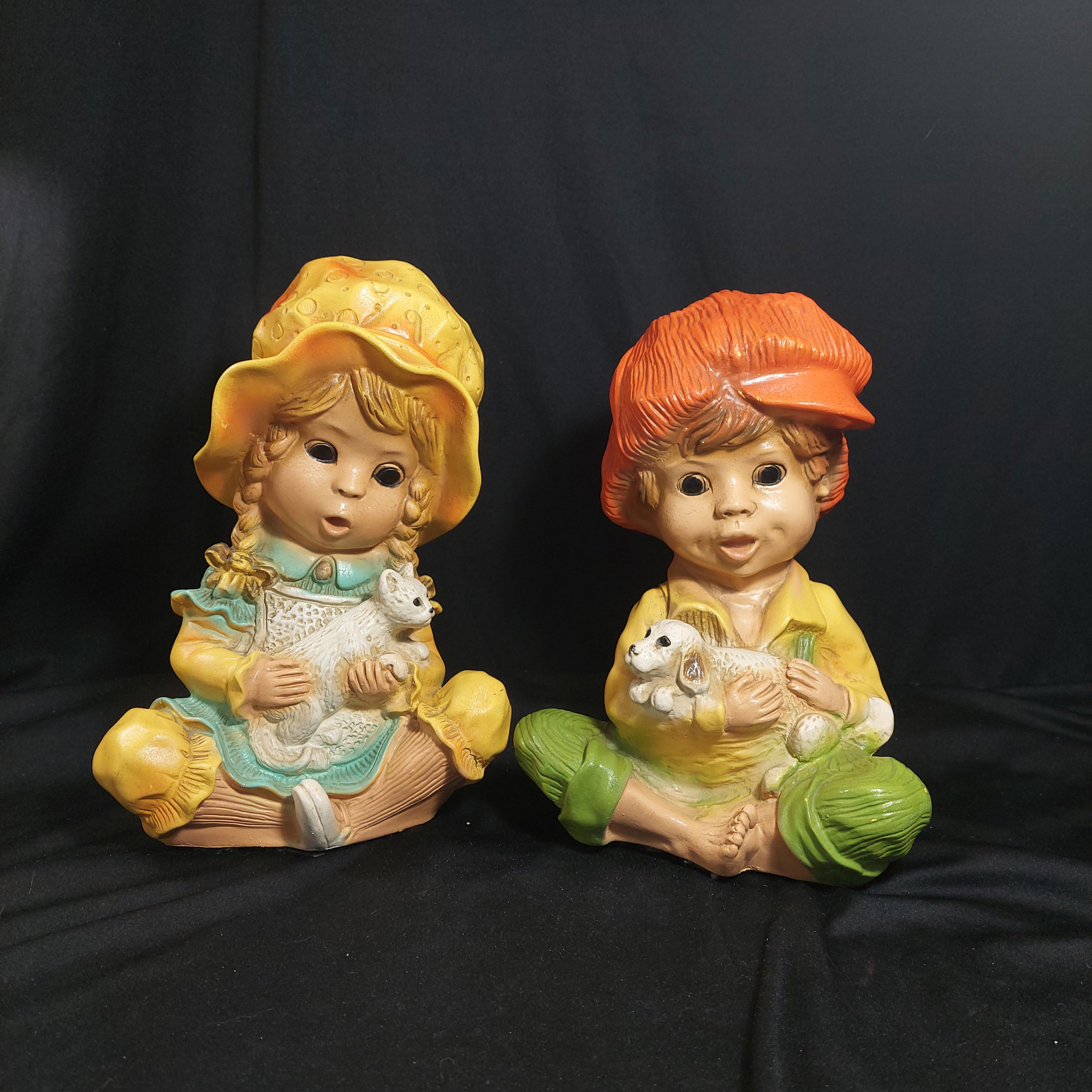 Vintage 1974 Universal Statuary Figurines: Alice and Andy With Cat