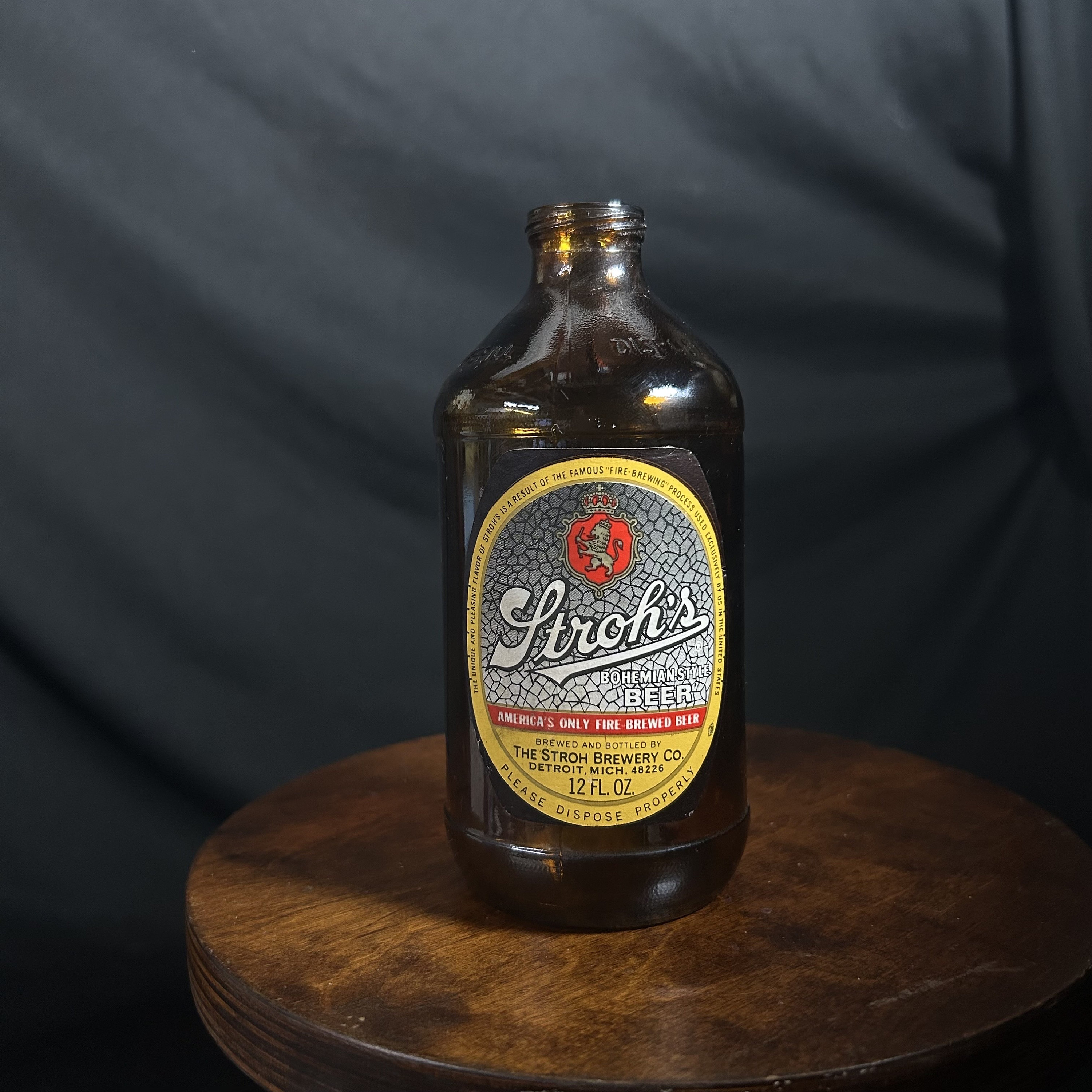 Vintage 1974 Stroh's Bohemian Style Beer Bottle, the Stroh Brewery