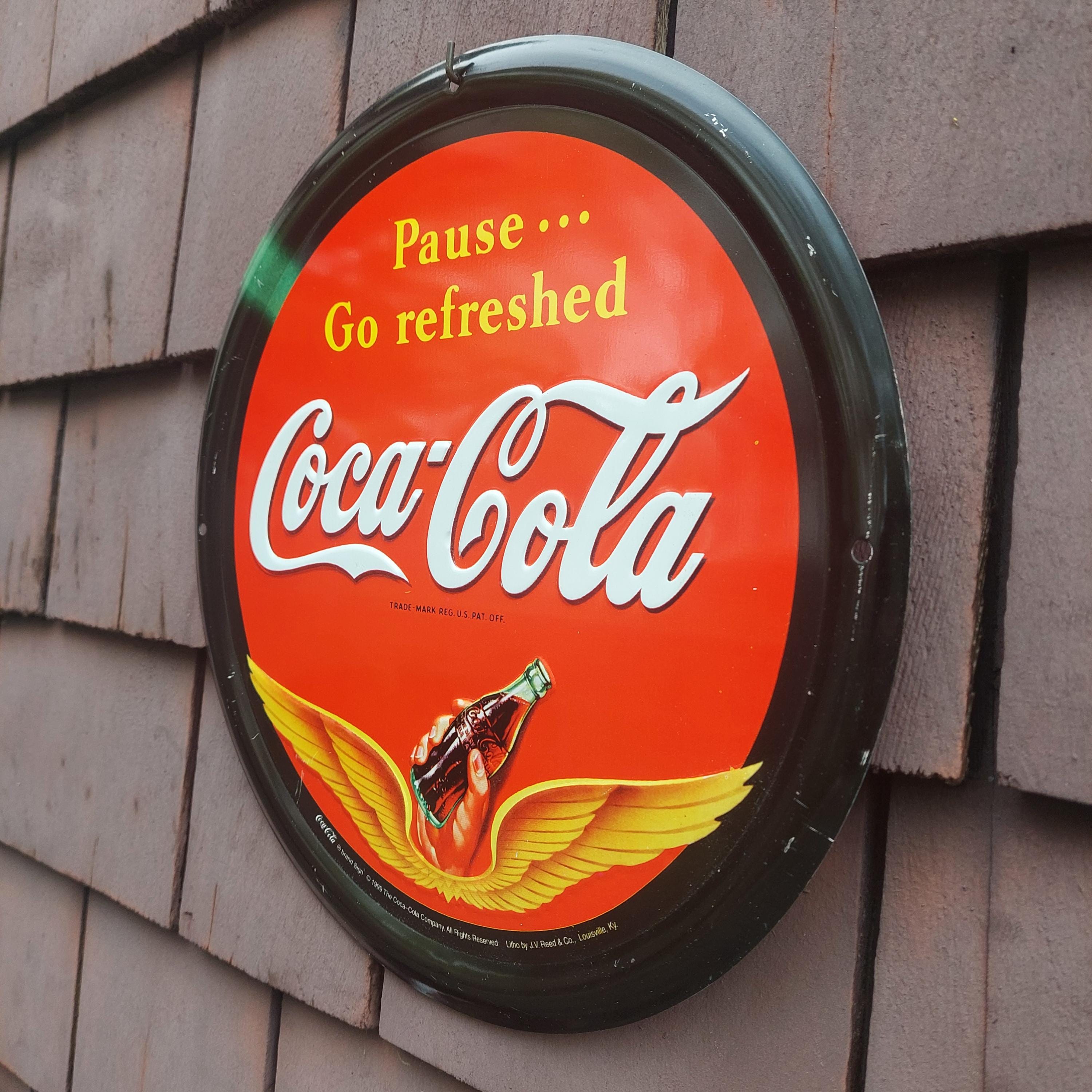 Vintage 1999 Coca-cola Metal Sign: Pause Go Refreshed, 12