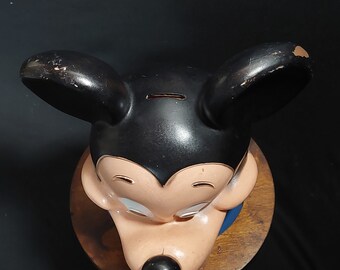 Vintage 1971 Play Pal Plastics Mickey Mouse Piggy Bank (marked A23