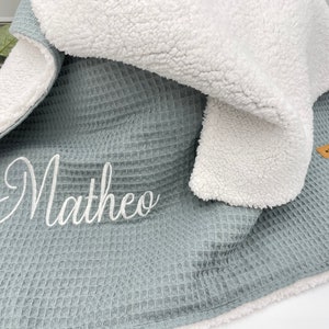 Babydecke mit Name personalisiert, 13 Farben, Teddyfell, Schmusedecke, Kinderwagendecke, Kuscheldecke, Bild 5