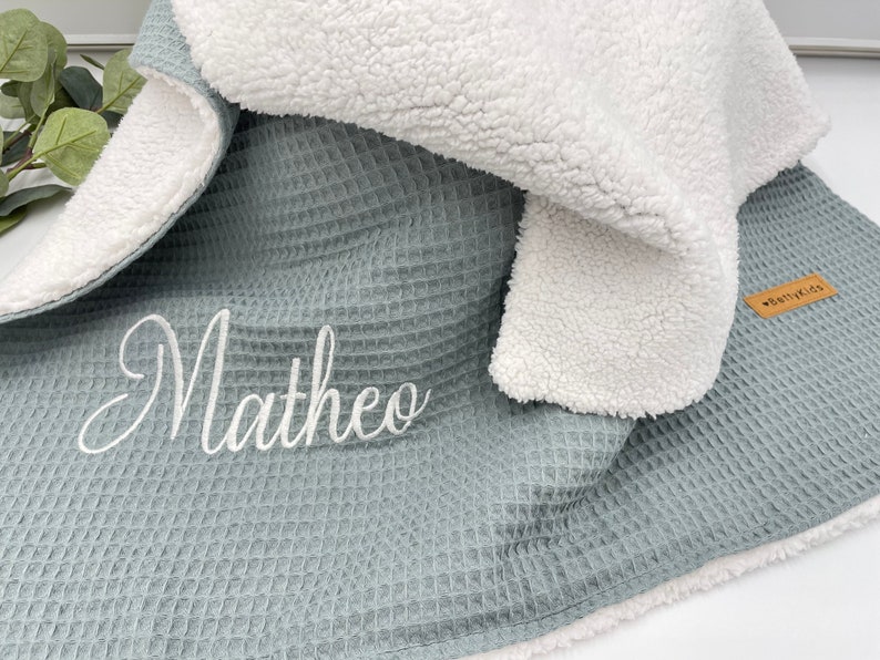 Babydecke mit Name personalisiert, 13 Farben, Teddyfell, Schmusedecke, Kinderwagendecke, Kuscheldecke, Bild 5