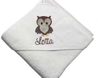 Kapuzenhandtuch mit Name, personalisiert, Frottee, Baby Handtuch, Badetuch creme, 100 x 100 cm oder 75 x 75 cm beige
