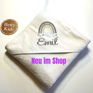 Kapuzenhandtuch mit Name, personalisiert, Frottee, Baby Handtuch, Badetuch altgrün, 100 x 100 cm oder 75 x 75 cm Bild 9