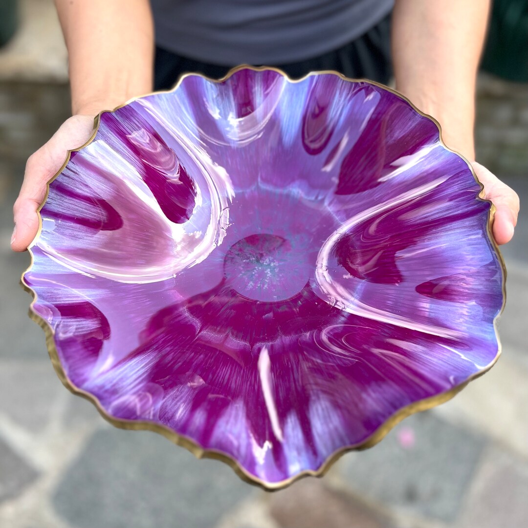 Large Resin Bowl Wavey Bowls Stunning Elegant Resin Bowl Etsy
