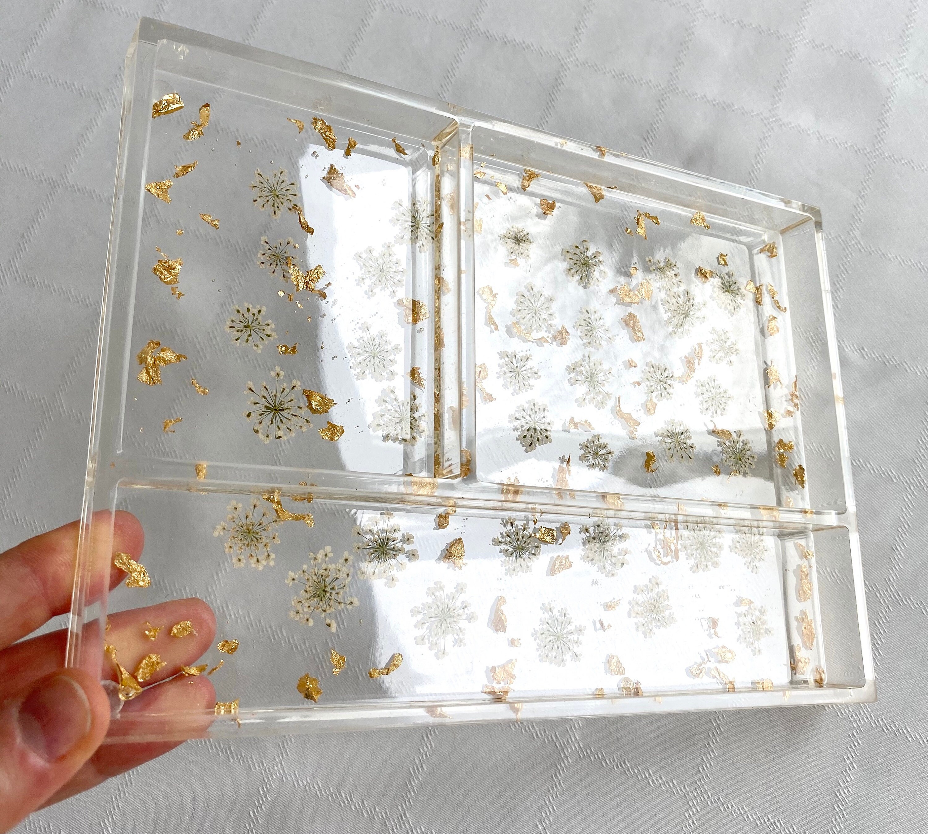 Resin Tray With Flowers Clear Tray With Dividers Pressed Etsy UK