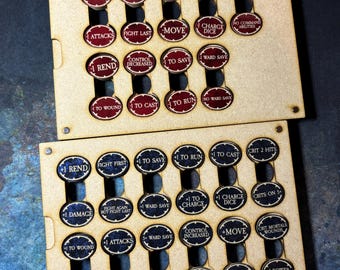 Conjunto de fichas para juegos de guerra – Accesorios para juegos de miniaturas de mesa de fantasía – Efectos negativos y positivos universales con almacenamiento – AoS 4ª edición
