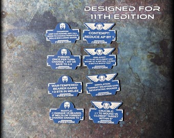 Wargaming Token Set – Sci Fi Tabletop Miniature Game Accessories – Battle Brothers – Firestorm Detachment - 11th Edition Compatible