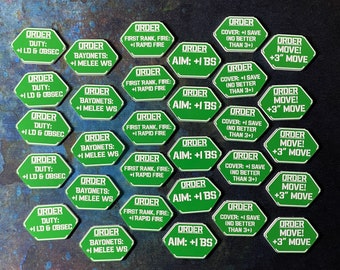Conjunto de fichas para juegos de guerra – Accesorios para juegos de miniaturas de mesa de ciencia ficción – Fichas de órdenes de Armies of Mankind – Compatible con la 10.ª edición