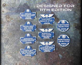 Wargaming Token Set – Sci Fi Tabletop Miniature Game Accessories – Battle Brothers -  Vanguard Detachment – 11th Edition Compatible