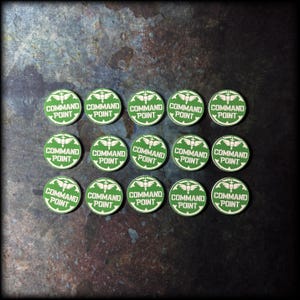 Wargaming Token Set –Sci-Fi  Tabletop Miniature Game Accessories – Armies of Mankind Command Point Tokens – 10th Edition (Set of 15)